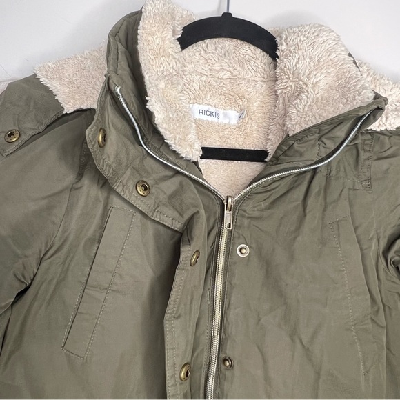 Ricki’s woman’s Fleece vest Winter Thick Long Parka Jacket Hooded green XS - Picture 6 of 16
